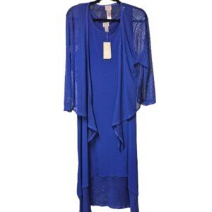 New Chico's Sleeveless Midi Dress Mesh Jacket Royal Blue Women's Size XL